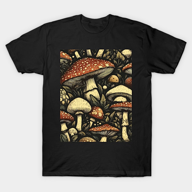 Vintage mushroom pattern T-Shirt by TomFrontierArt